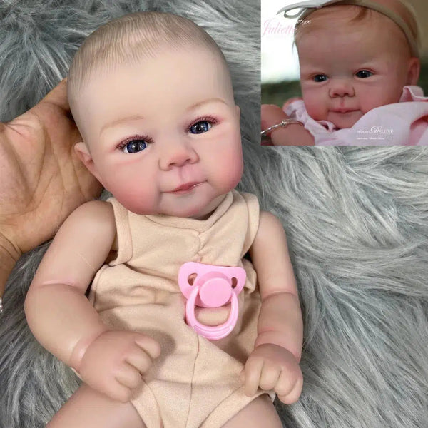 MRB 19 inch Already Finished Painted Reborn Doll Parts Juliette Cute Baby 3D Painting with Visible Veins Cloth Body Included-Maternity Miracles - Mom & Baby Gifts