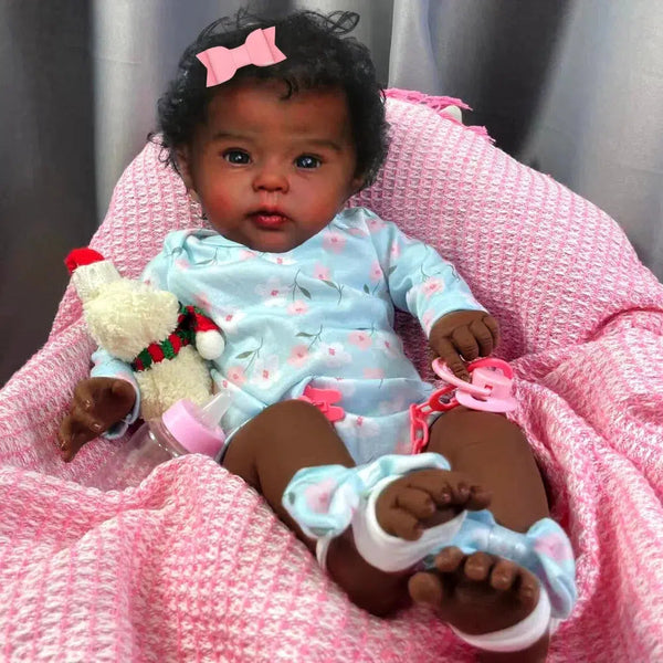 20Inch African American Doll Girl Raven Dark Skin Reborn Baby Finished Newborn With Rooted Hair Handmade Toy Birthday Gift-Maternity Miracles - Mom & Baby Gifts