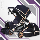 Black/Gold 3-in-1 Baby Stroller Luxury-Maternity Miracles - Mom & Baby Gifts