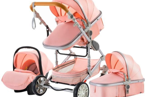 pink luxury 3 in 1 stroller
