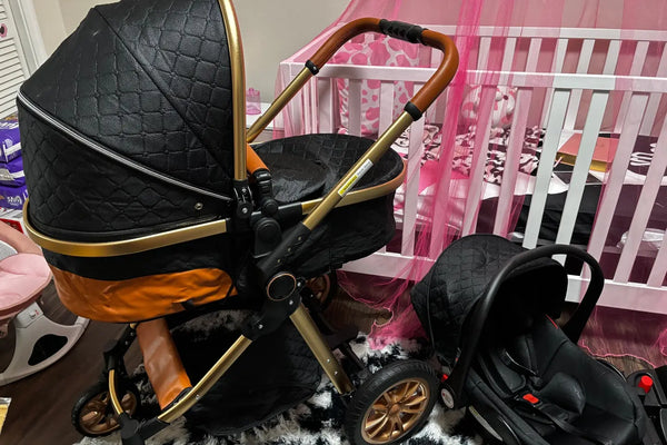 Black 3-in-1 baby stroller for modern parents