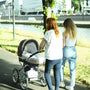 two women with baby stroller