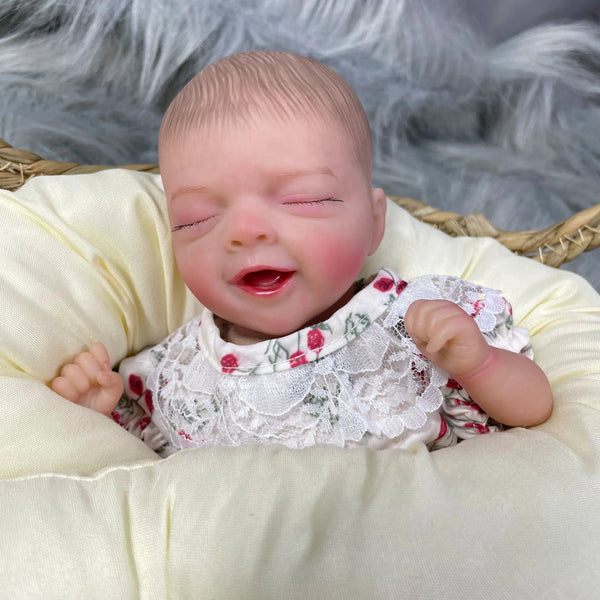 30CM Mini Reborn Baby Dolls Salia Smile Palm Doll Soft Cloth Body 3D Skin Visible Veins Collectible Art Doll Gift For Girls-Maternity Miracles - Mom & Baby Gifts