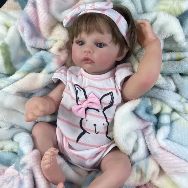 43CM Adorable Reborn Meadow Dolls Girl Lifelike Vinyl Newborn Baby 3D Skin Tone with Veins and Rooted Hair Toy Christmas Gift-Maternity Miracles - Mom & Baby Gifts