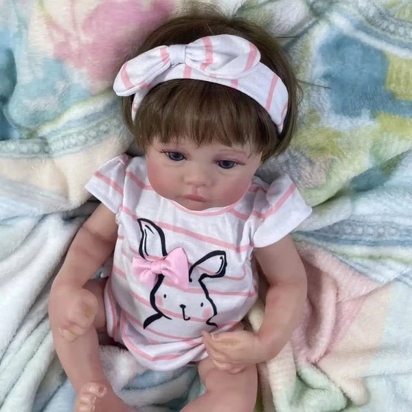 43CM Adorable Reborn Meadow Dolls Girl Lifelike Vinyl Newborn Baby 3D Skin Tone with Veins and Rooted Hair Toy Christmas Gift-Maternity Miracles - Mom & Baby Gifts