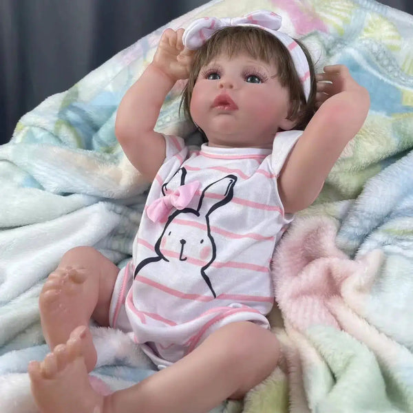 43CM Adorable Reborn Meadow Dolls Girl Lifelike Vinyl Newborn Baby 3D Skin Tone with Veins and Rooted Hair Toy Christmas Gift-Maternity Miracles - Mom & Baby Gifts