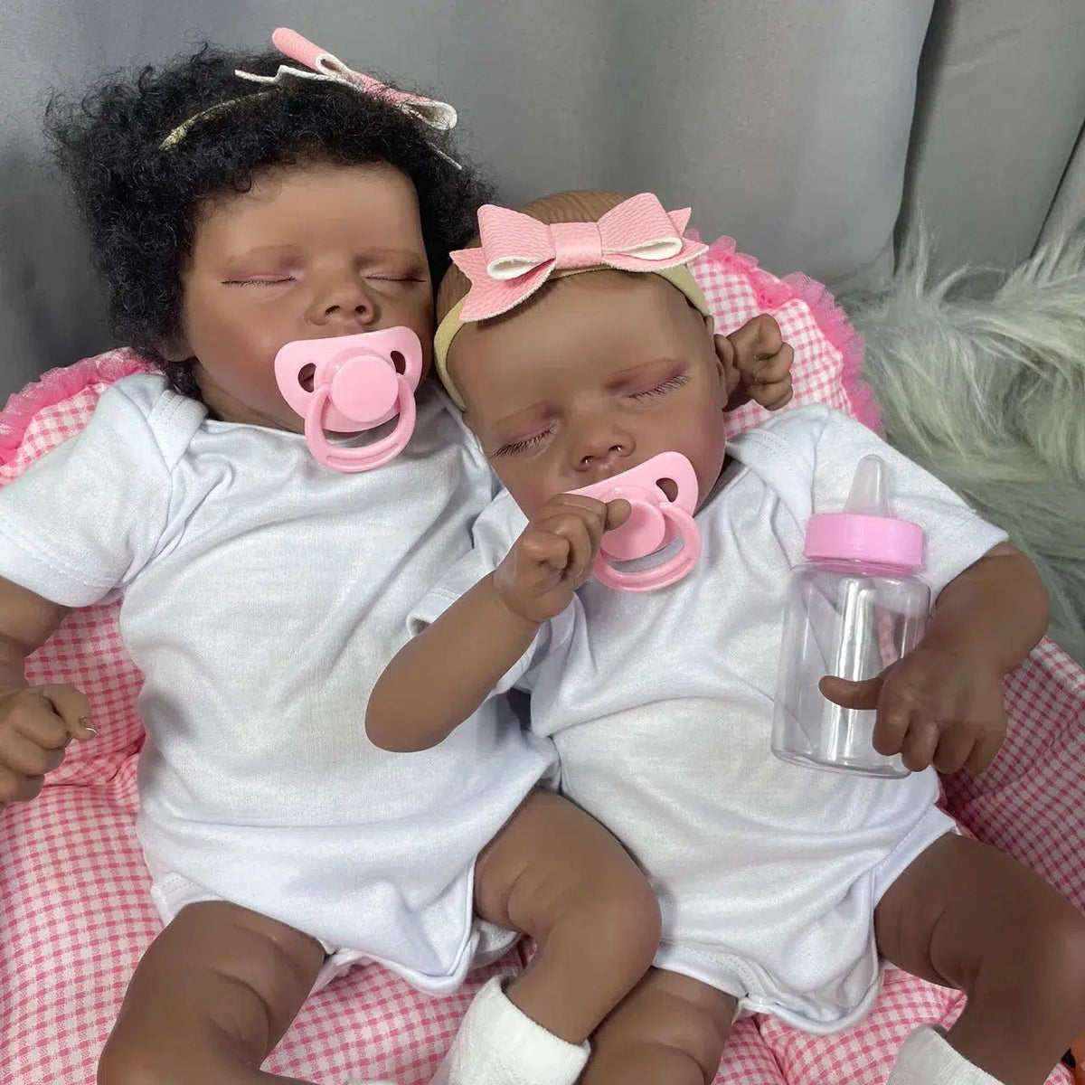 43CM Finished Reborn Baby Doll Twins African American Dark Skin Girl Premature Baby Collectible Art Doll Best Gift For Kids-Maternity Miracles - Mom & Baby Gifts