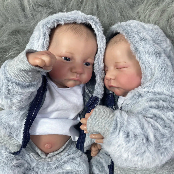 17inch Levi Twins Reborn Baby Doll Full Vinyl Body Washable Boy or Girls 3D Painted Skin Visible Veins Newborn Doll Toy Figure-Maternity Miracles - Mom & Baby Gifts