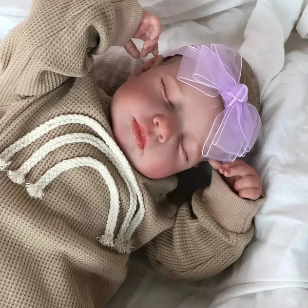 49CM Already Finished Painted Bebe Reborn Doll LouLou Newborn Sleeping Doll Soft Vinyl 3D Skin Tone Visible Veins Gift For Girls-Maternity Miracles - Mom & Baby Gifts
