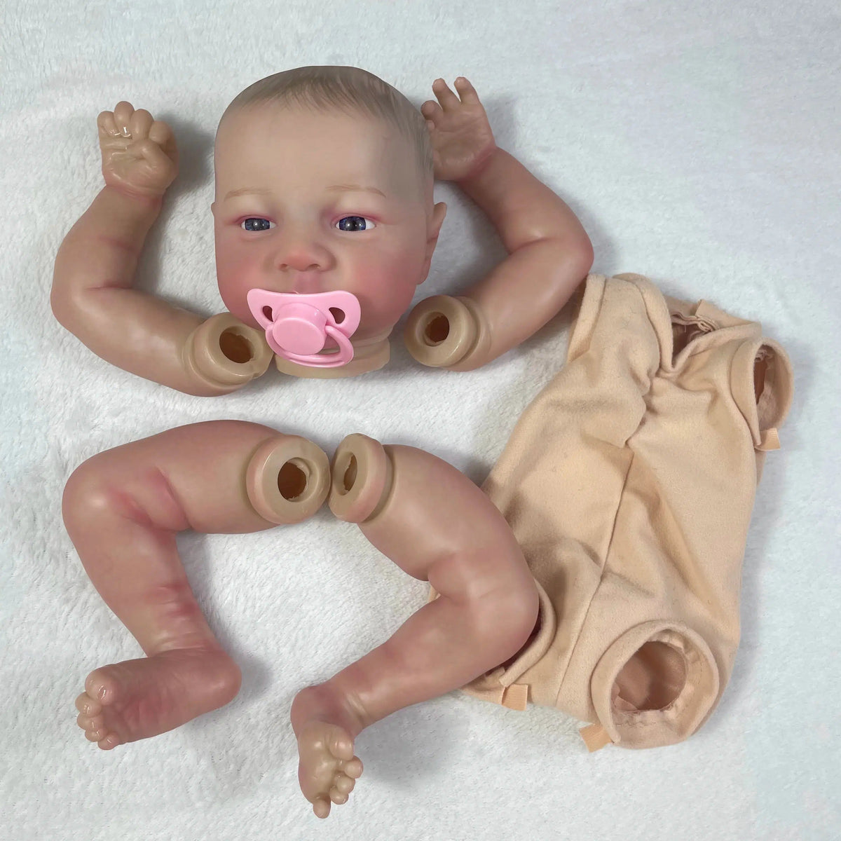 MRB 19 inch Already Painted Reborn Doll Parts Levi Awake Lifelike Baby 3D Painting with Visible Veins Cloth Body Included-Maternity Miracles - Mom & Baby Gifts