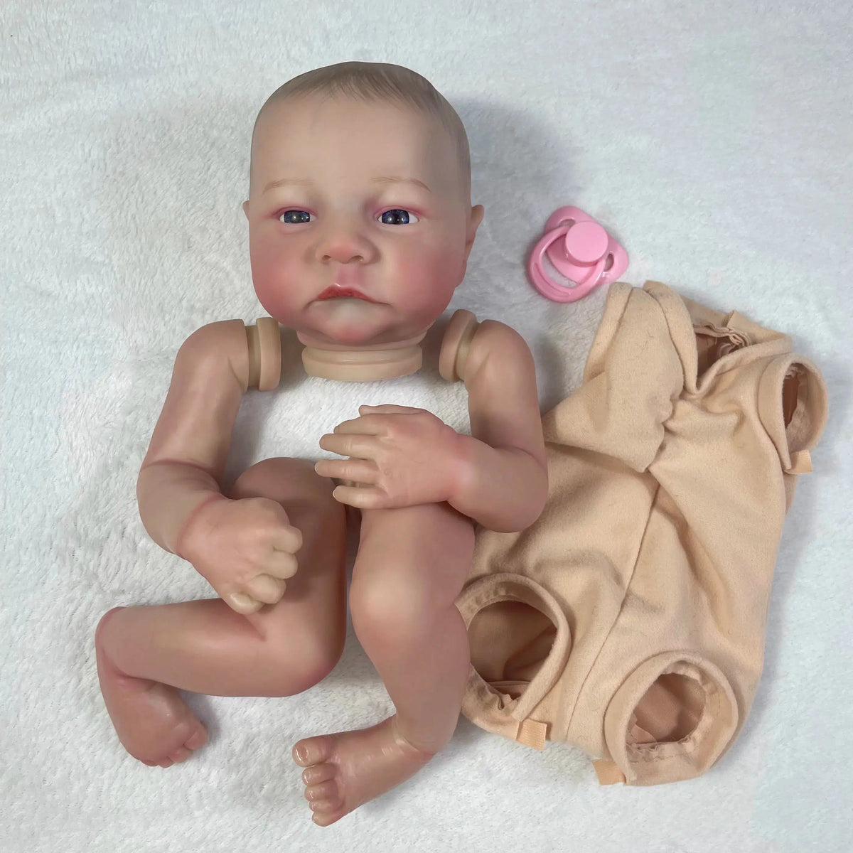 MRB 19 inch Already Painted Reborn Doll Parts Levi Awake Lifelike Baby 3D Painting with Visible Veins Cloth Body Included-Maternity Miracles - Mom & Baby Gifts