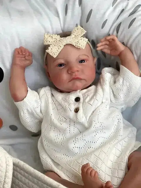 MRB 19 inch Already Painted Reborn Doll Parts Levi Awake Lifelike Baby 3D Painting with Visible Veins Cloth Body Included-Maternity Miracles - Mom & Baby Gifts