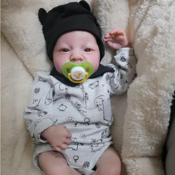 MRB 19 inch Already Painted Reborn Doll Parts Levi Awake Lifelike Baby 3D Painting with Visible Veins Cloth Body Included-Maternity Miracles - Mom & Baby Gifts