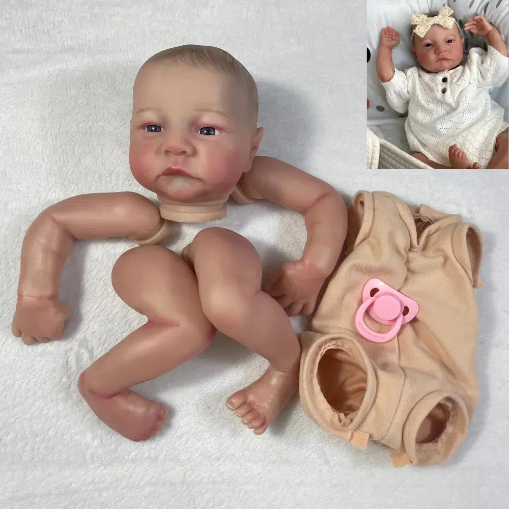 MRB 19 inch Already Painted Reborn Doll Parts Levi Awake Lifelike Baby 3D Painting with Visible Veins Cloth Body Included-Maternity Miracles - Mom & Baby Gifts