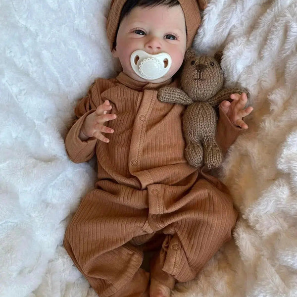 NPK 49CM Newborn Baby Doll Reborn Sebastian Soft Cuddly Body Lifelike 3D Skin with Visible Veins High Quality Handmade Doll-Maternity Miracles - Mom & Baby Gifts
