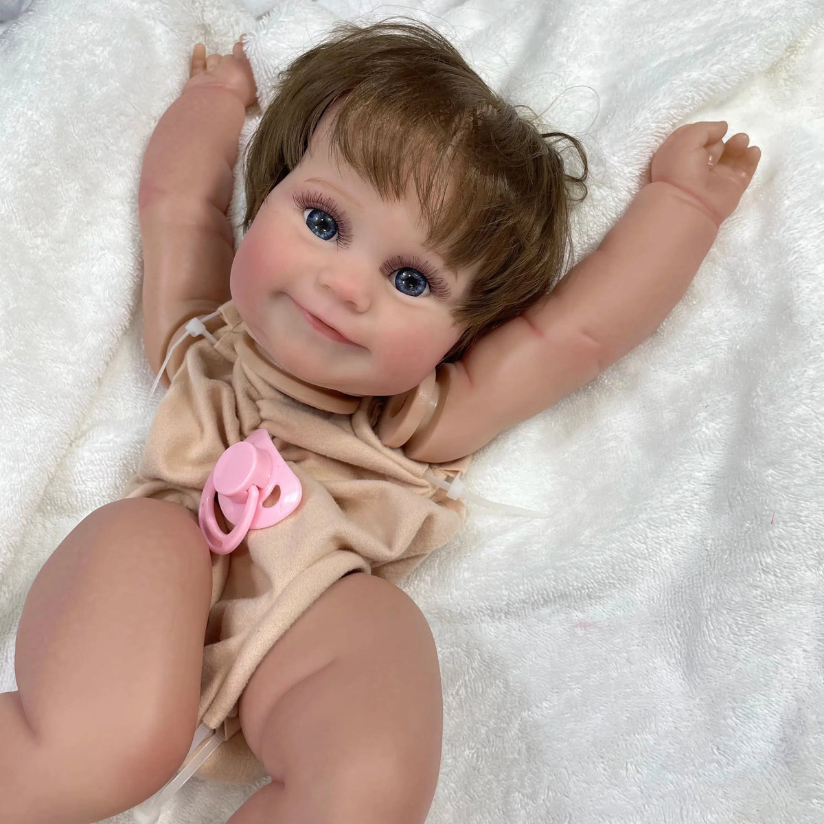 20Inch Already Painted Reborn Doll Kit Maddie 3D Skin Visible Veins Doll Parts Rooted Soft Hair With Cloth Body Doll Accessories-Maternity Miracles - Mom & Baby Gifts