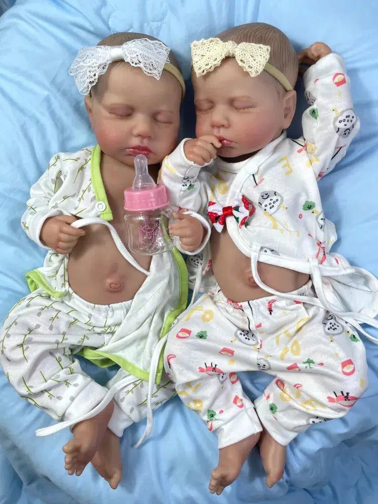 20Inch Already Painted Reborn Doll LouLou Twins Full Vinyl Body Washable 3D Skin Visible Veins Lifelike Newborn Toy For Girls-Maternity Miracles - Mom & Baby Gifts