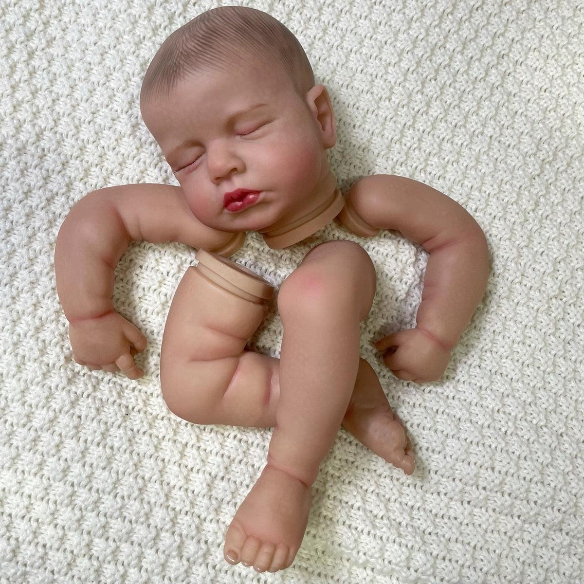 20 Inch Reborn LouLou 3D Skin Painted Kit With Rooted Eyelashes and Cloth Body Unassembled Reborn Baby Doll Parts DIY Molds-Maternity Miracles - Mom & Baby Gifts