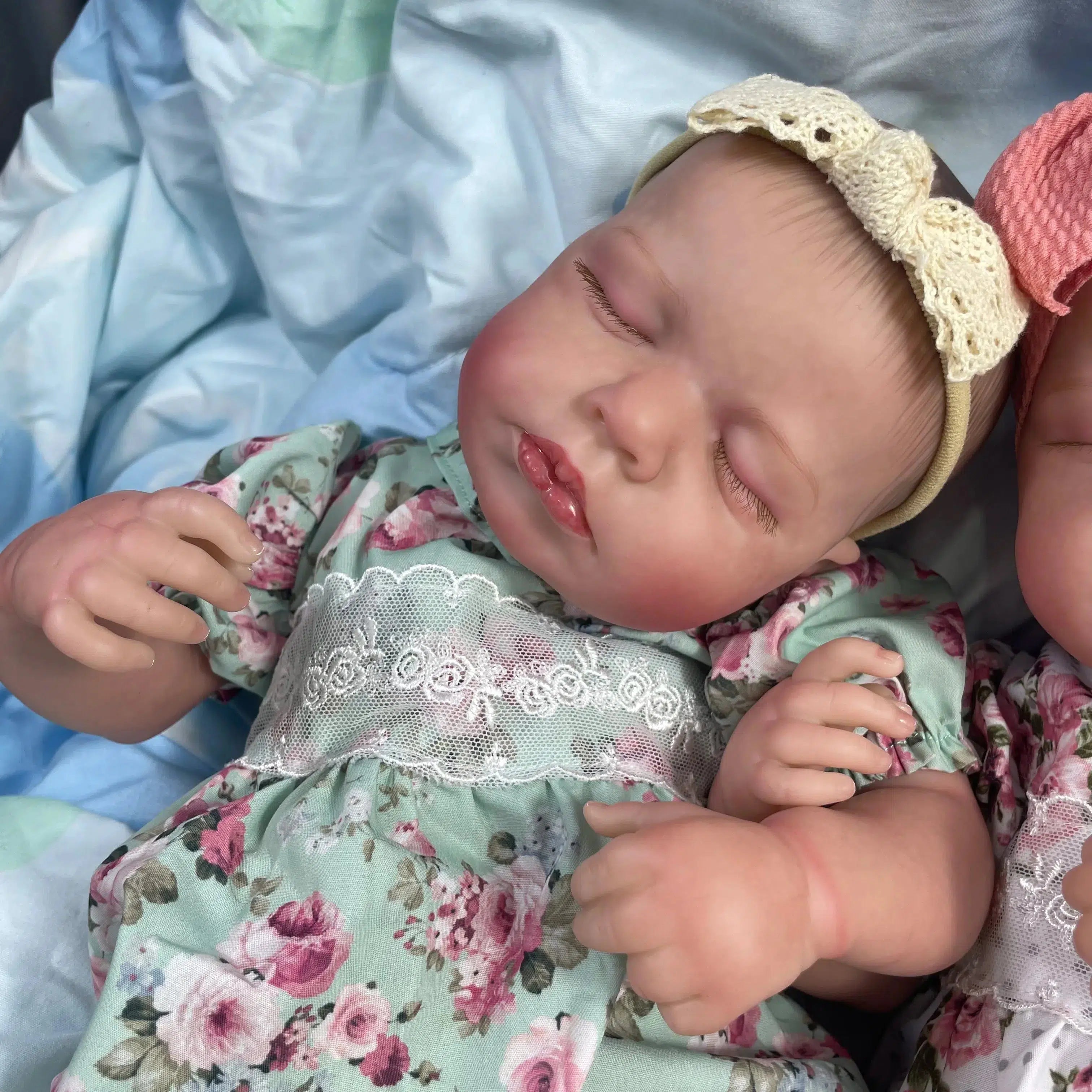 20 Inch Finished Reborn Baby Doll Twins Isabella and Olivia Olivia Cloth Body Doll