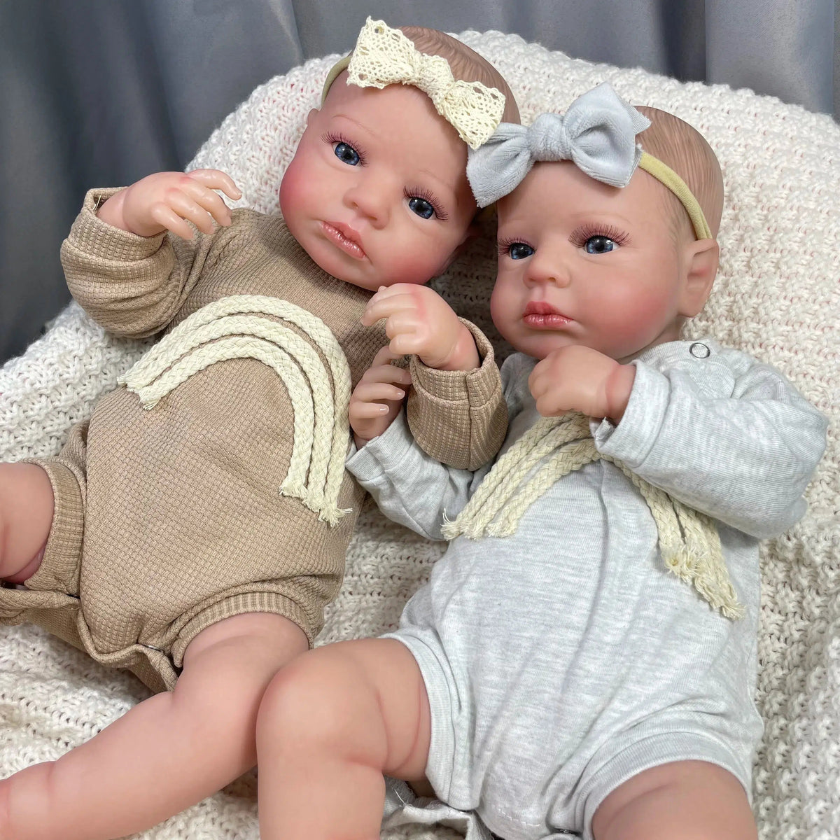 50CM Finished Reborn Baby Dolls LouLou Awake Twins Girl Lifelike Silicone Vinyl Newborn 3D Skin Visible Veins DIY Toys For Girls-Maternity Miracles - Mom & Baby Gifts