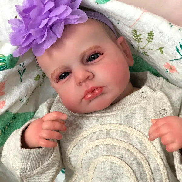 50CM Lifelike Finished Reborn Doll LouLou Awake Soft Touch Cuddly Newborn with 3D Painted Skin Visible Veins DIY Toy Figure-Maternity Miracles - Mom & Baby Gifts