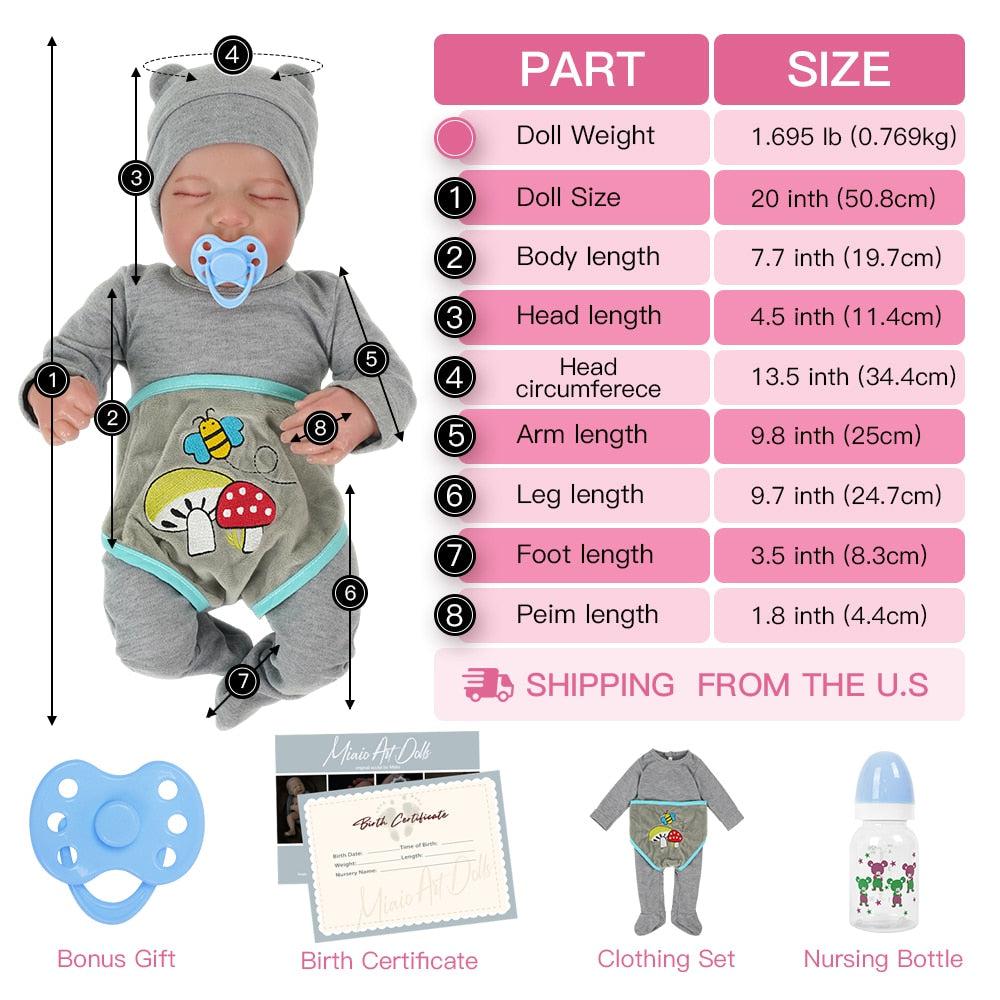 20 Inches Levi Reborn Baby Realistic Vinyl Body Alive LoL Bebe Newborn Finished Hair-painted Doll Children Girls Gift Dolls 4.7-Maternity Miracles - Mom & Baby Gifts