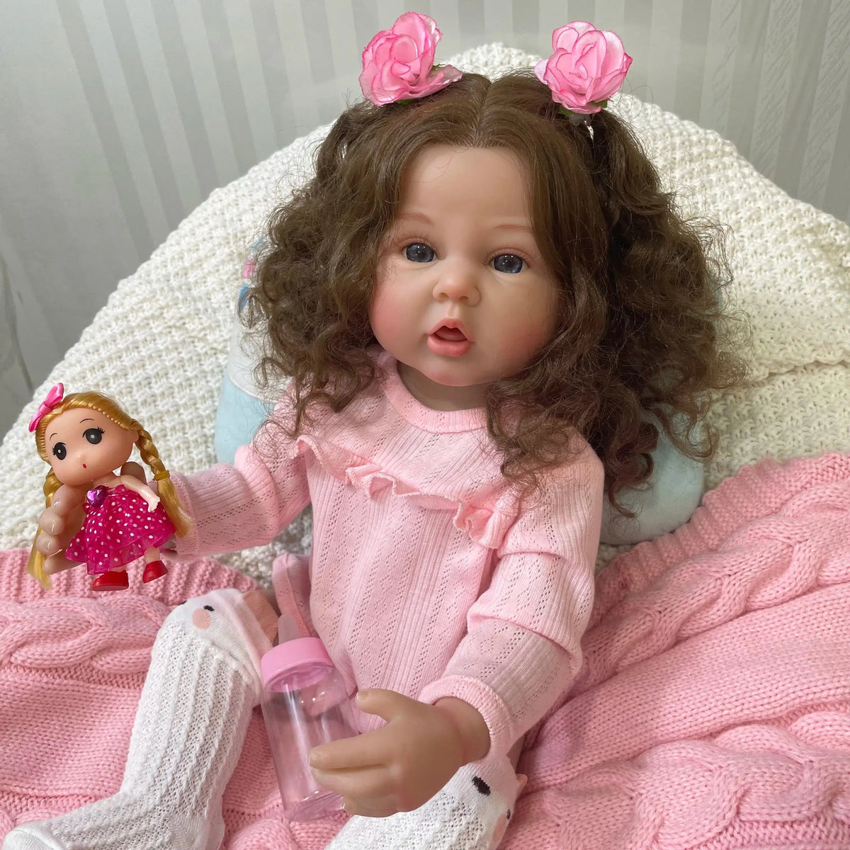 55CM Realistic Bebe Already Painted Reborn Doll Full Vinyl Washable Body Smile Girl Lifelike Toddler Toy Figure Gifts-Maternity Miracles - Mom & Baby Gifts