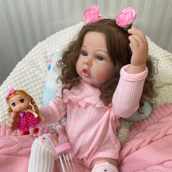 55CM Realistic Bebe Already Painted Reborn Doll Full Vinyl Washable Body Smile Girl Lifelike Toddler Toy Figure Gifts-Maternity Miracles - Mom & Baby Gifts