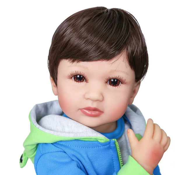 NPK 55CM original NPK full body silicone bebe doll reborn boy has two color hair baby birthday Gift bath toy flexible soft touch-Maternity Miracles - Mom & Baby Gifts