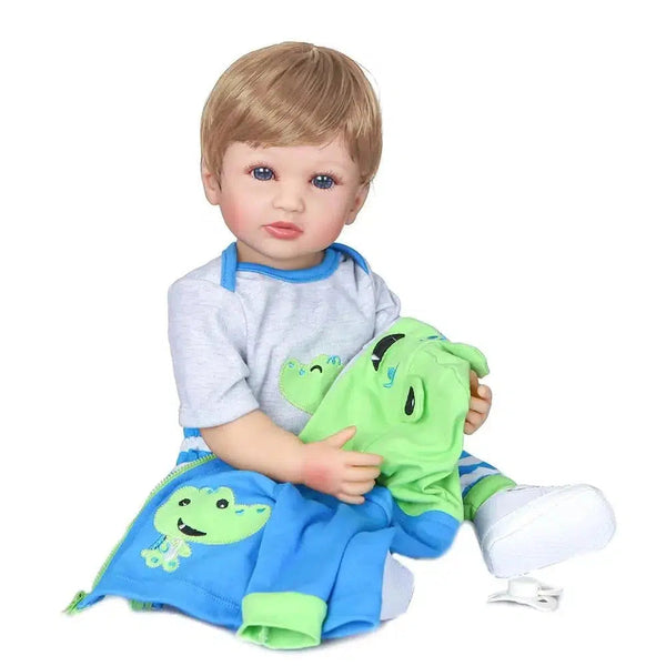 NPK 55CM original NPK full body silicone bebe doll reborn boy has two color hair baby birthday Gift bath toy flexible soft touch-Maternity Miracles - Mom & Baby Gifts