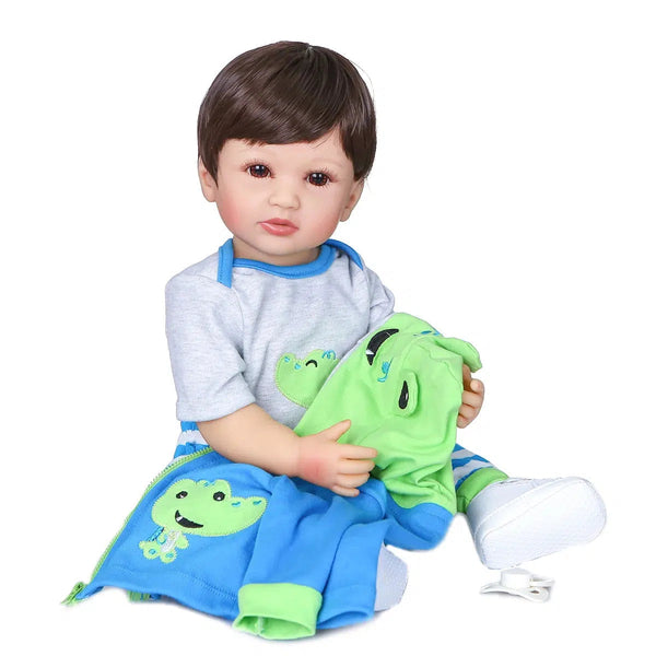 NPK 55CM original NPK full body silicone bebe doll reborn boy has two color hair baby birthday Gift bath toy flexible soft touch-Maternity Miracles - Mom & Baby Gifts