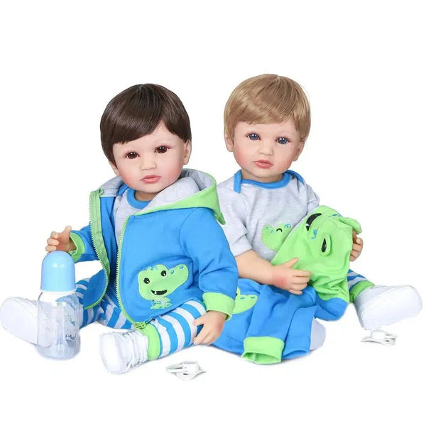 NPK 55CM original NPK full body silicone bebe doll reborn boy has two color hair baby birthday Gift bath toy flexible soft touch-Maternity Miracles - Mom & Baby Gifts