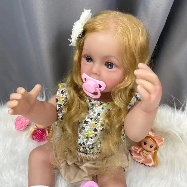 55CM Reborn SueSue Full Vinyl Body Washable Finished Reborn Baby Hand-detailed 3D Skin Visible Veins Rooted Blond Princess Girls-Maternity Miracles - Mom & Baby Gifts