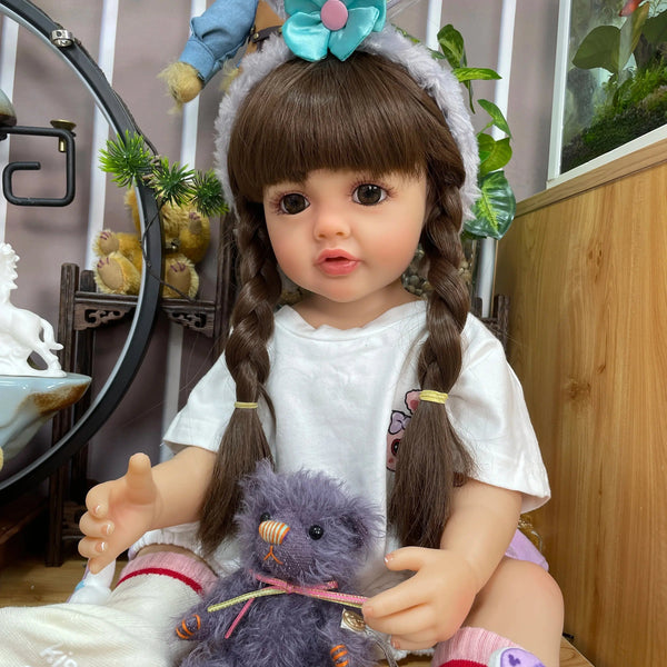 NPK 55CM Full Body Silicone Soft Touch Reborn Toddler Princess Betty with long hair Lifelike Real baby doll-Maternity Miracles - Mom & Baby Gifts