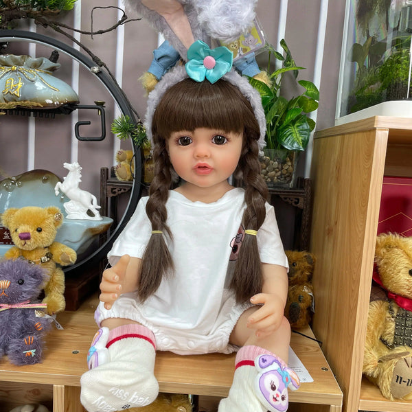 NPK 55CM Full Body Silicone Soft Touch Reborn Toddler Princess Betty with long hair Lifelike Real baby doll-Maternity Miracles - Mom & Baby Gifts