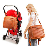 7-in-1 Baby Diaper Bag Solid PU Leather Mummy Maternity Bag Large Capacity Travel Back Pack Stroller Bags with Changing Pad-Maternity Miracles - Mom & Baby Gifts