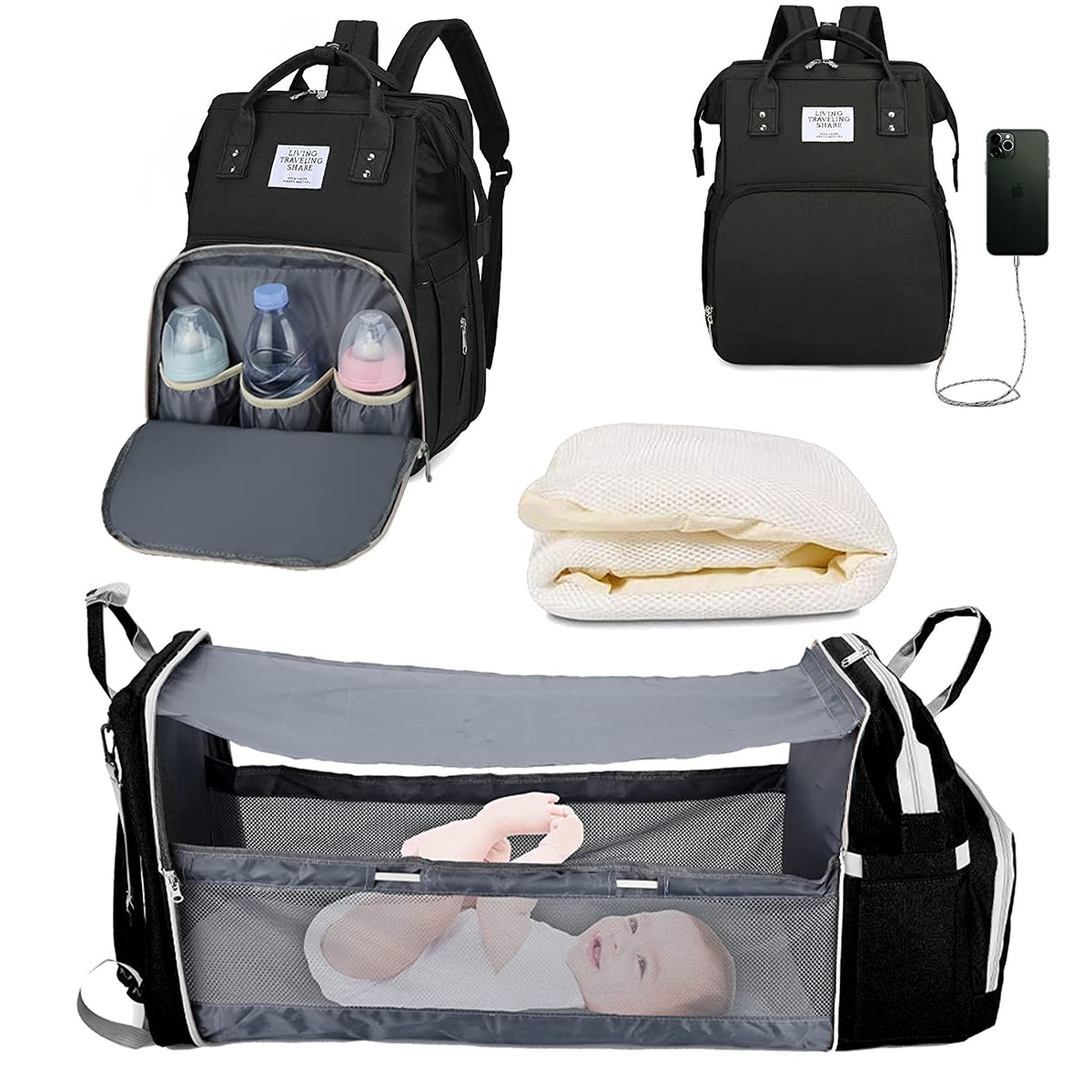 3-in-1 Luxury Mom Travel Baby Diaper Bag-Maternity Miracles - Mom & Baby Gifts
