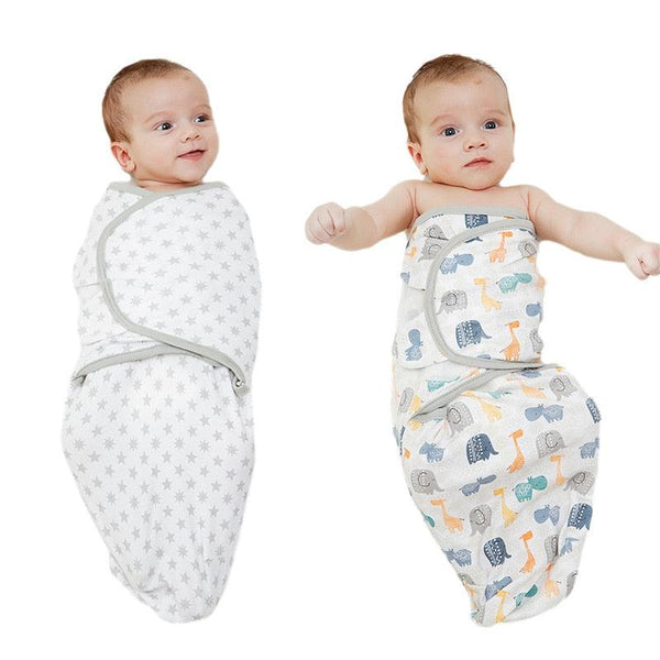 2PCS Cotton Newborn Sleepsack Baby Swaddle Blanket Wrap Hat Set Infant Adjustable New Born Sleeping Bag Muslin Blankets 0-6M-Maternity Miracles - Mom & Baby Gifts