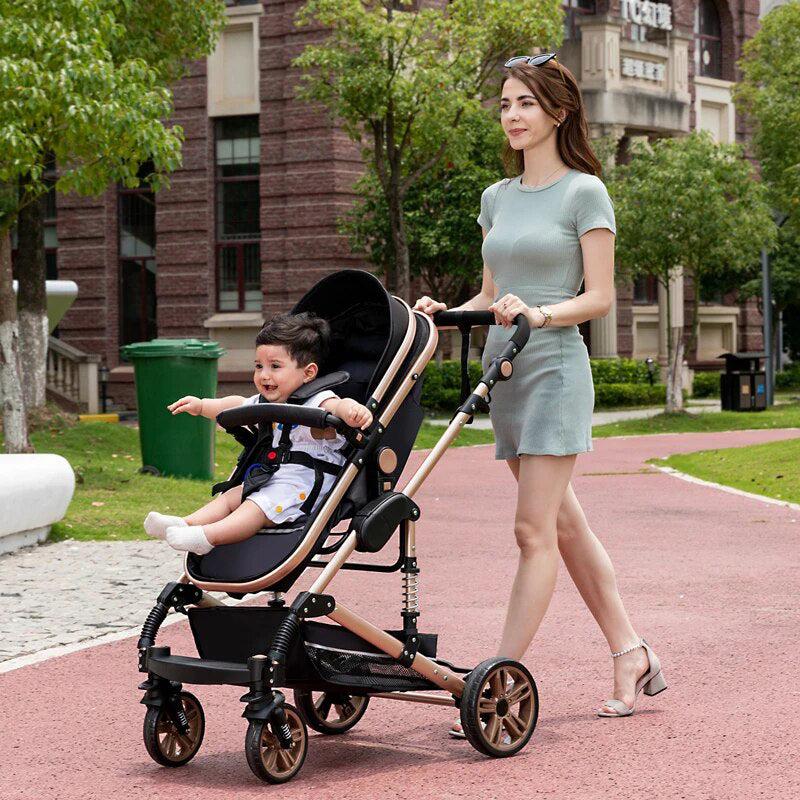 Black/Gold 3-in-1 Baby Stroller Luxury-Maternity Miracles - Mom & Baby Gifts