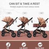 Black/Gold 3-in-1 Baby Stroller Luxury Travel System-Maternity Miracles - Mom & Baby Gifts