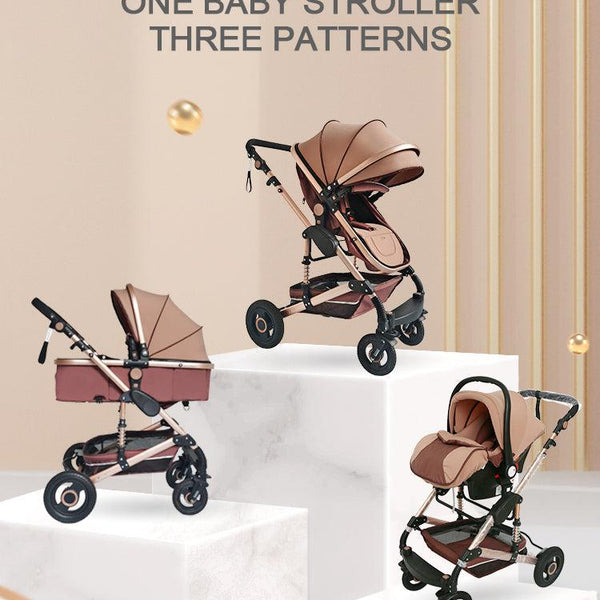 Black/Gold 3-in-1 Baby Stroller Luxury Travel System-Maternity Miracles - Mom & Baby Gifts