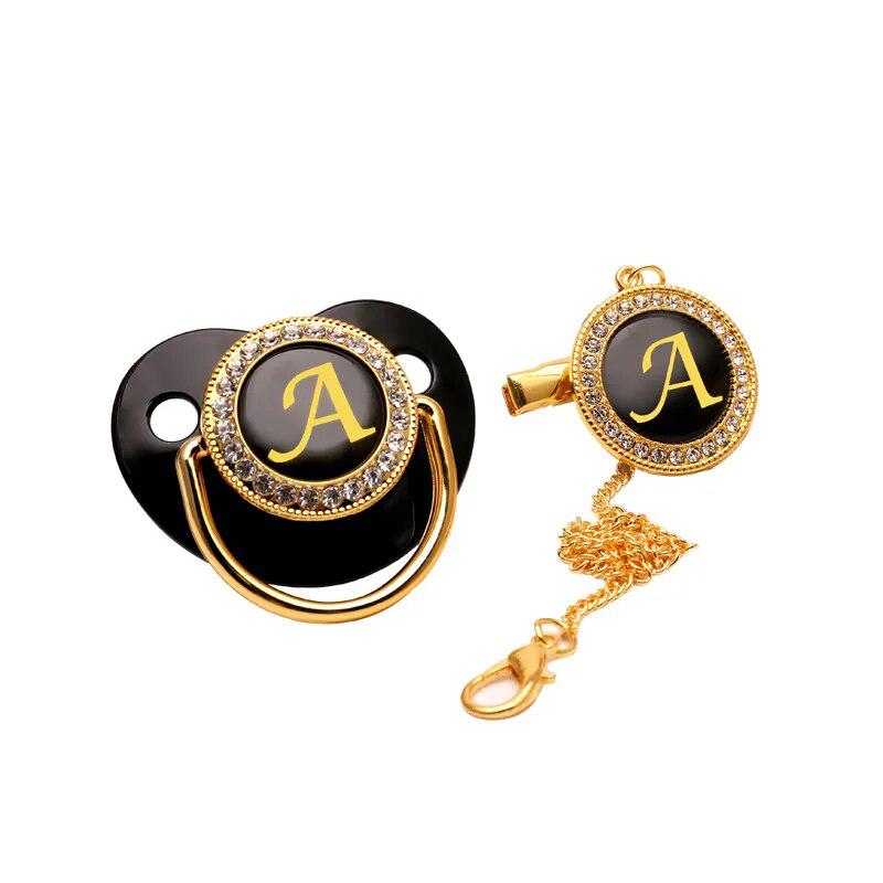 Black/Gold Luxury Customized Baby Bling Pacifier – Maternity Miracles