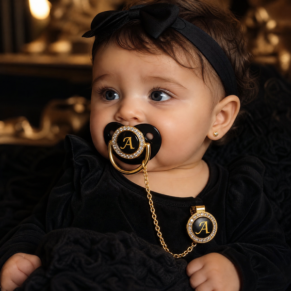 Black/Gold Luxury Customized Baby Bling Pacifier