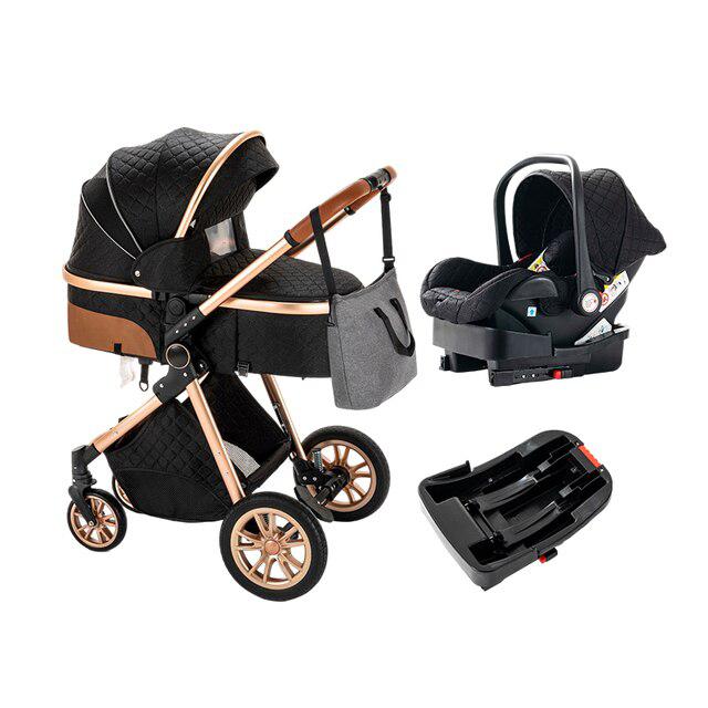 Majestic Black/Gold 3-in-1 Baby Stroller Premium Travel System-Maternity Miracles - Mom & Baby Gifts