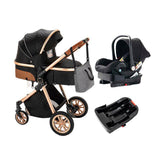 Majestic Black/Gold 3-in-1 Baby Stroller Premium Travel System-Maternity Miracles - Mom & Baby Gifts