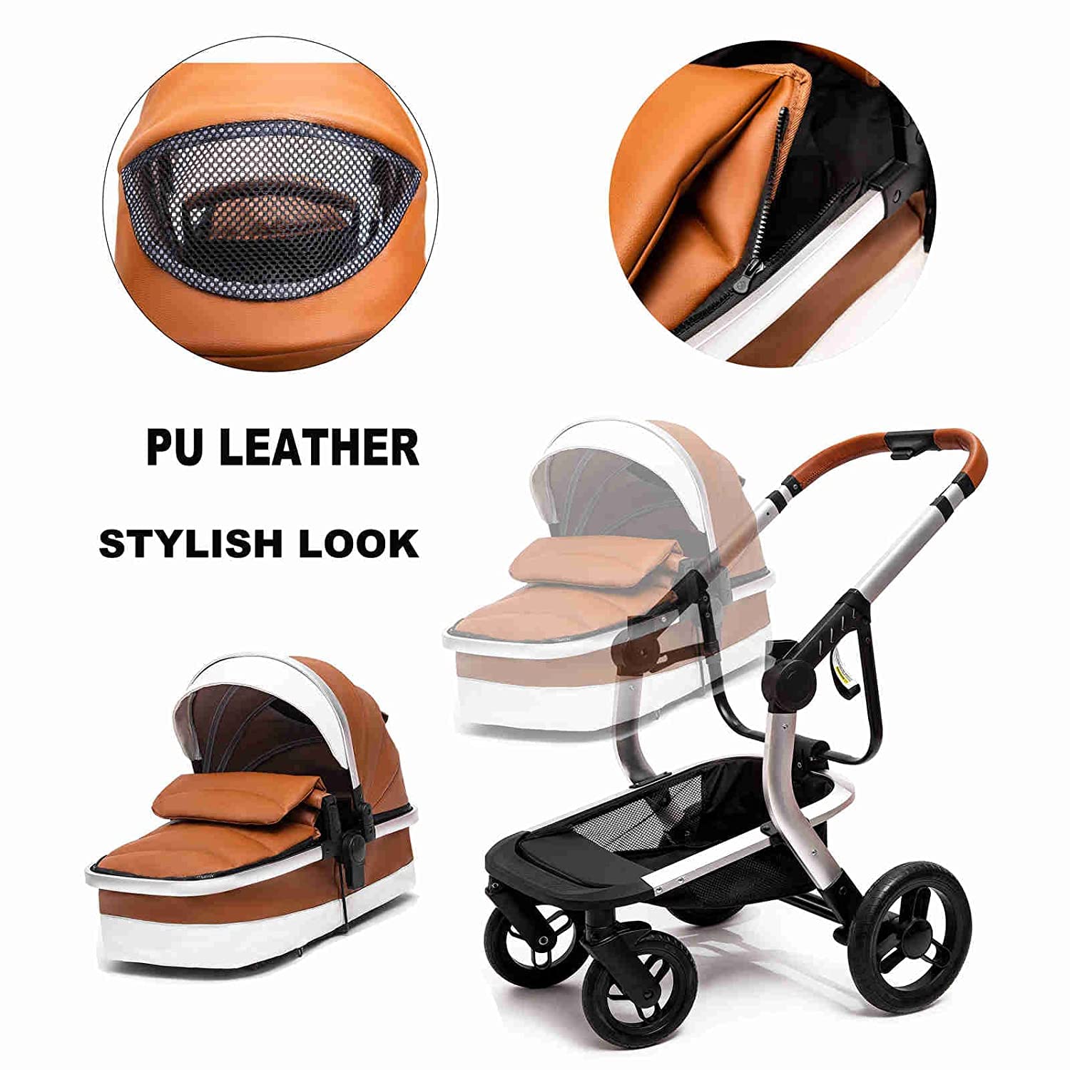 Majestic Black Gold Upgraded 3 in 1 Baby Stroller For Newborns