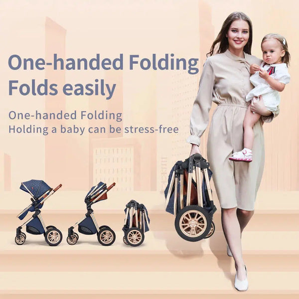 Brilliant Dark Blue Premium 3-in-1 Baby Stroller-Maternity Miracles - Mom & Baby Gifts