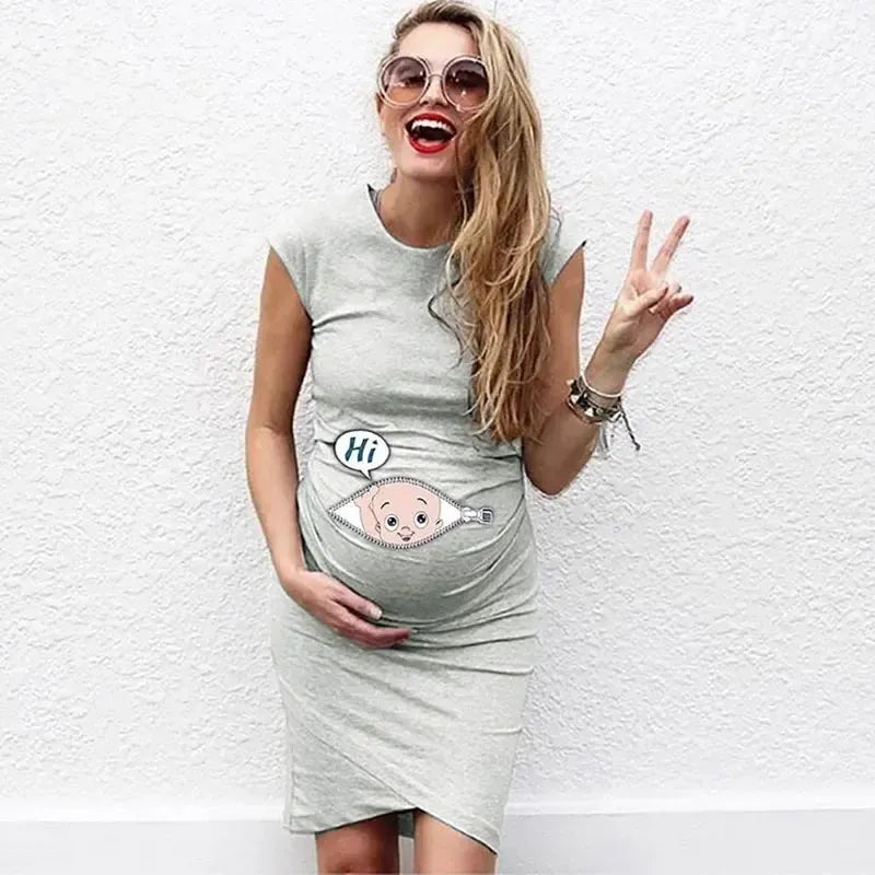 Chic Comfort Maternity Dress, Grey / XXL