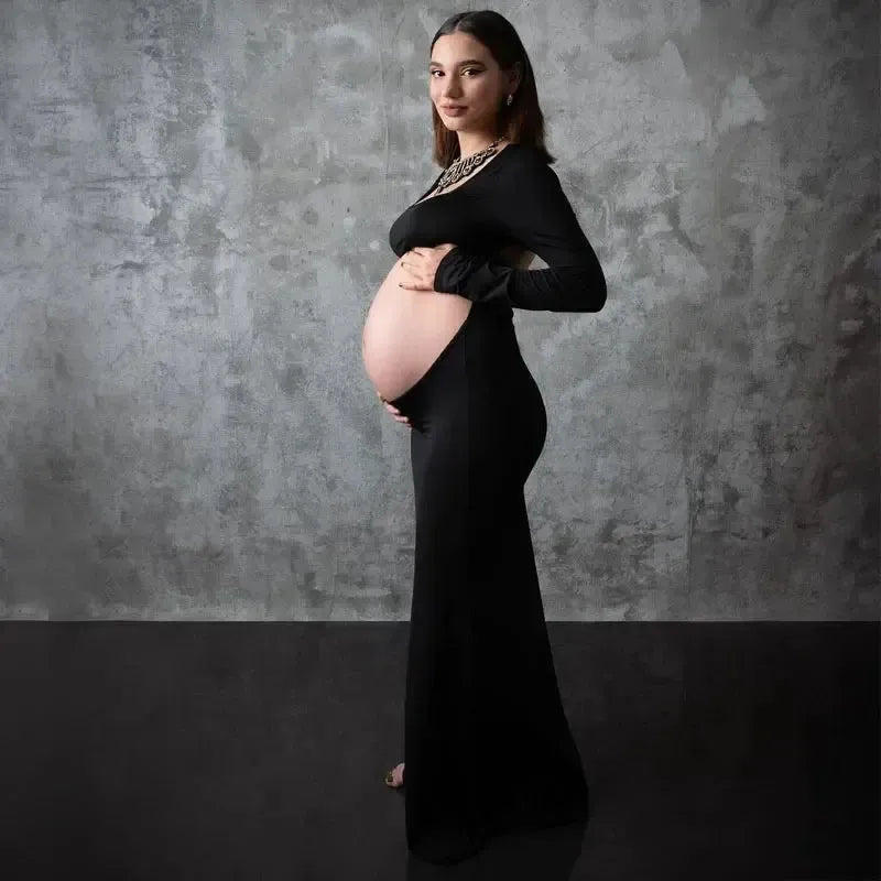 Chic Maternity Bodycon Dress, L / Beige