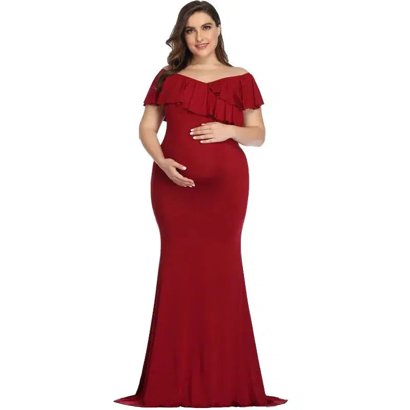 New Maternity Dresses Maternity Photography Props Plus Size Dress Elegant Fancy Cotton Pregnancy Photo Shoot Women Long Dress-Maternity Miracles - Mom & Baby Gifts